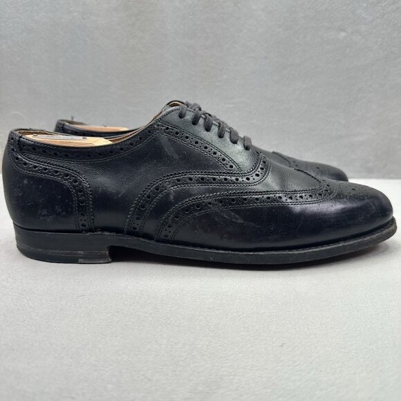 Polo Ralph Lauren Mens Size 10.5 (D) Wingtip Oxford Black Leather Made in USA